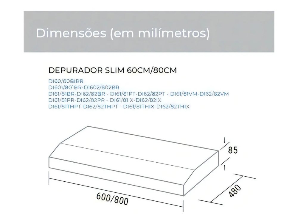 Suggar Depurador de Ar Slim 60cm preto instalado sobre fogão 4 bocas em cozinha moderna.
